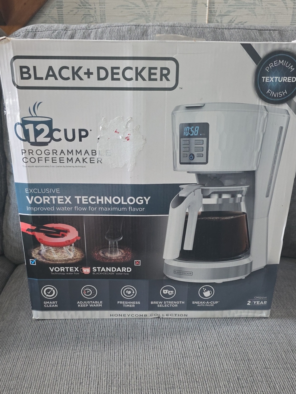 Black & Decker 12 Cup Programmable Coffeemaker In White, New In Box, Vortex Tech